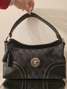 Dooney & Bourke Black Shoulder Bag with Gold Accent
